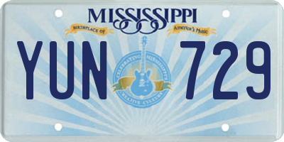 MS license plate YUN729