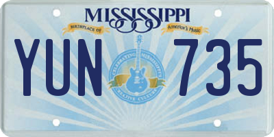 MS license plate YUN735