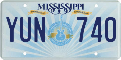 MS license plate YUN740