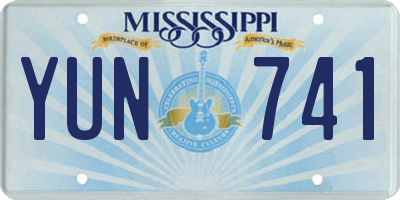 MS license plate YUN741