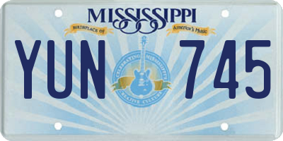 MS license plate YUN745