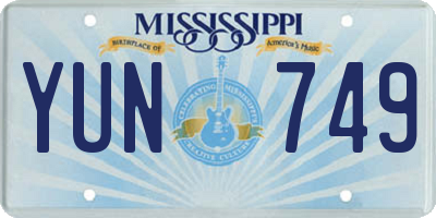 MS license plate YUN749