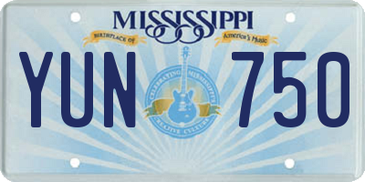 MS license plate YUN750