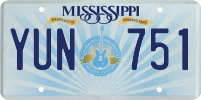 MS license plate YUN751