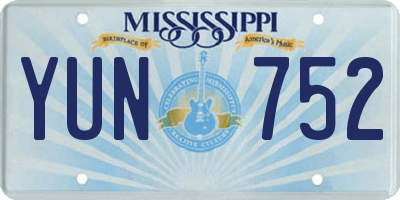 MS license plate YUN752