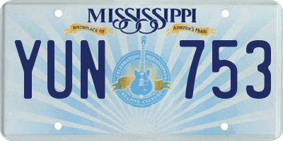 MS license plate YUN753