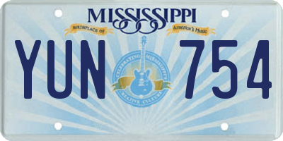 MS license plate YUN754