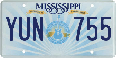 MS license plate YUN755