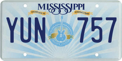 MS license plate YUN757
