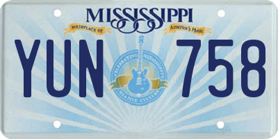 MS license plate YUN758