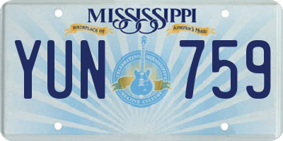 MS license plate YUN759