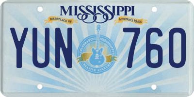 MS license plate YUN760