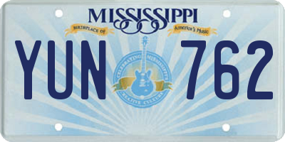 MS license plate YUN762