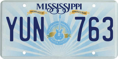 MS license plate YUN763