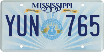 MS license plate YUN765