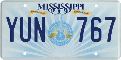 MS license plate YUN767