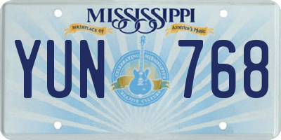 MS license plate YUN768