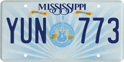 MS license plate YUN773