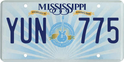MS license plate YUN775