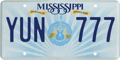MS license plate YUN777