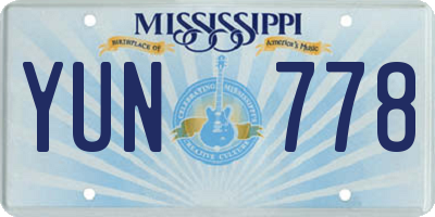MS license plate YUN778
