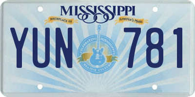 MS license plate YUN781