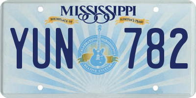 MS license plate YUN782