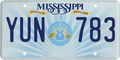 MS license plate YUN783