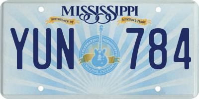 MS license plate YUN784
