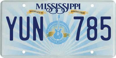 MS license plate YUN785