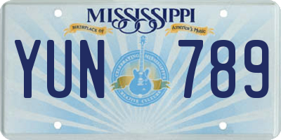 MS license plate YUN789
