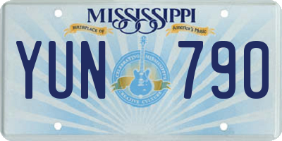 MS license plate YUN790