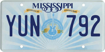 MS license plate YUN792