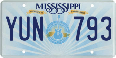 MS license plate YUN793