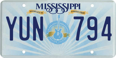 MS license plate YUN794