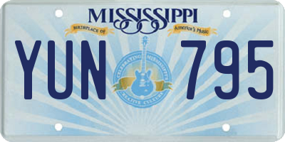 MS license plate YUN795