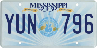 MS license plate YUN796