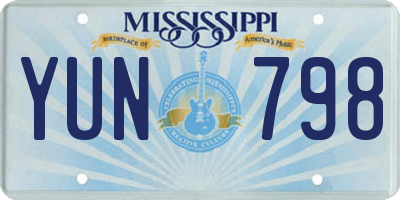 MS license plate YUN798