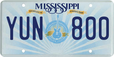 MS license plate YUN800