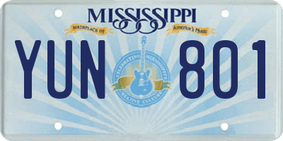 MS license plate YUN801