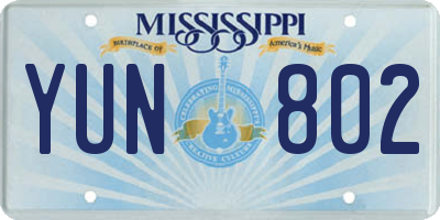 MS license plate YUN802