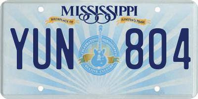 MS license plate YUN804