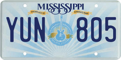 MS license plate YUN805