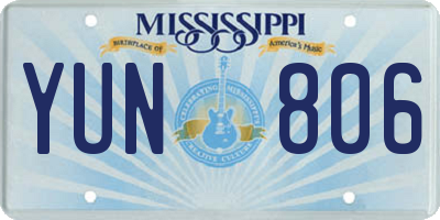 MS license plate YUN806