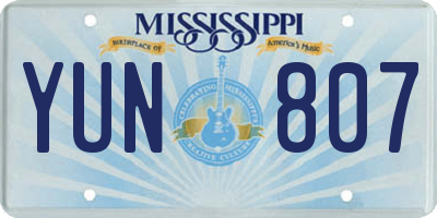 MS license plate YUN807