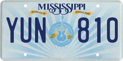 MS license plate YUN810