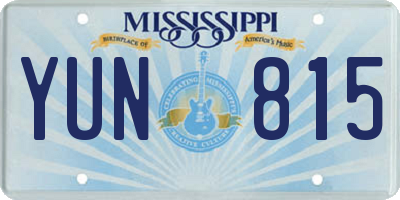 MS license plate YUN815