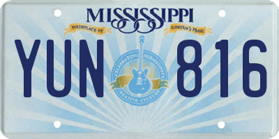 MS license plate YUN816