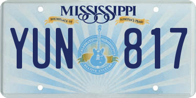 MS license plate YUN817