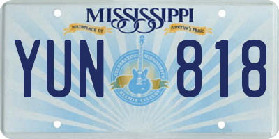 MS license plate YUN818